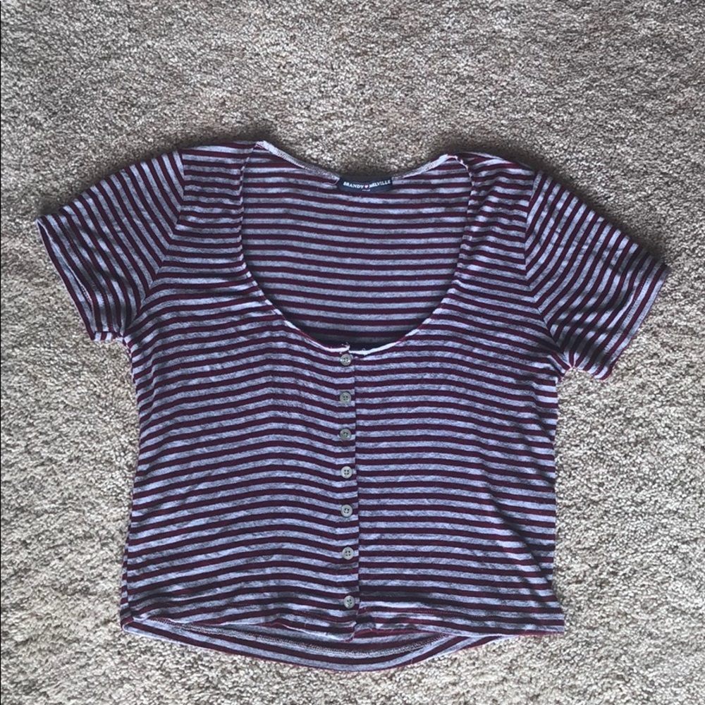 Brandy Melville maroon stripe shirt